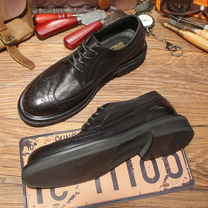 Zapatos Oxford casuales para hombre, punta redonda, tacón plano