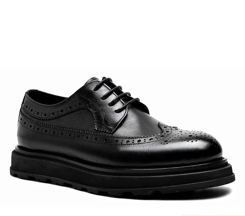 British Men’s Leather Shoes – Thick Sole Retro Brogues for Wedding & Business