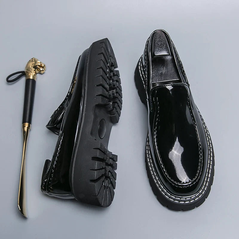 Mocasín formal de piel sin cordones para hombre