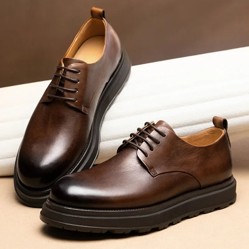 Genuine Leather Dress Shoes Thick Sole