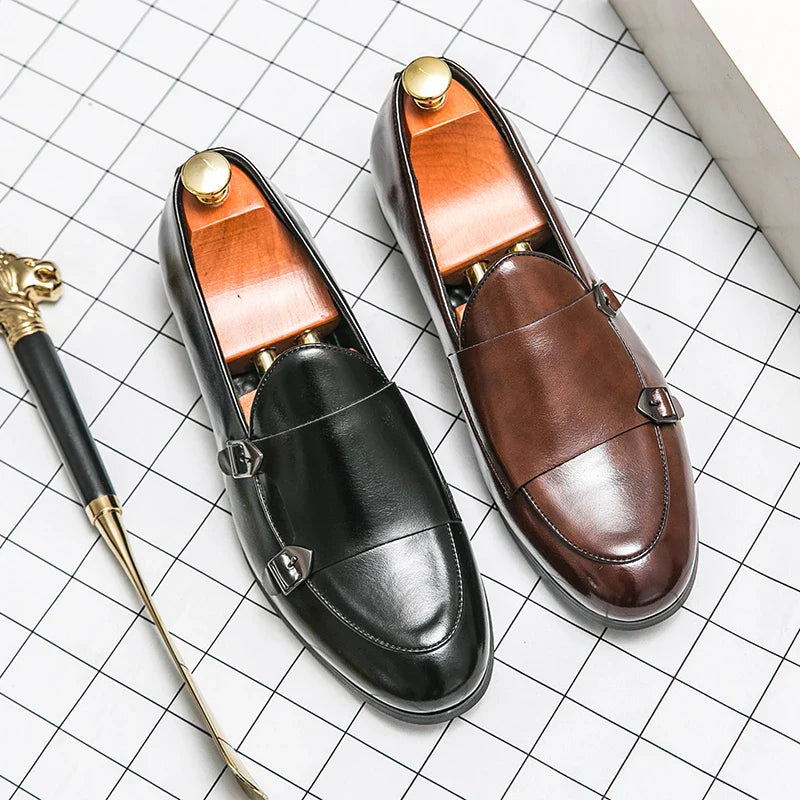 Zapatos Monk Strap para hombre – Zapatos de vestir formales de piel con hebilla