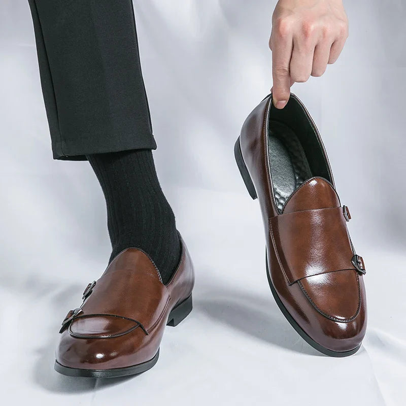 Zapatos Monk Strap para hombre – Zapatos de vestir formales de piel con hebilla