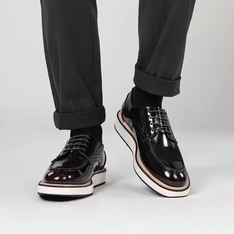 Men’s Genuine Leather Derby Shoes – Classic Brogue Oxford Dress Shoes