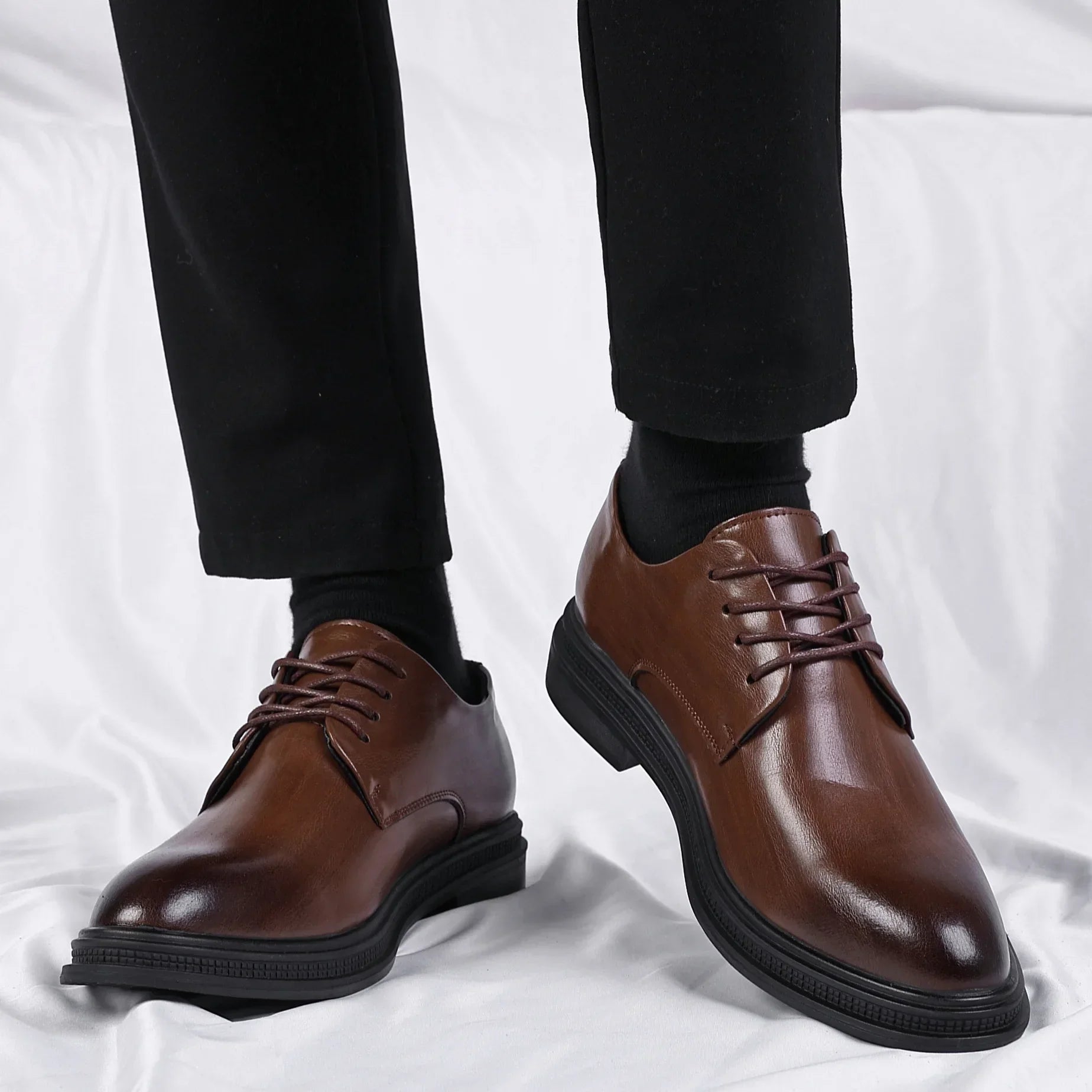 Genuine Leather Casual Shoes Height Increasing