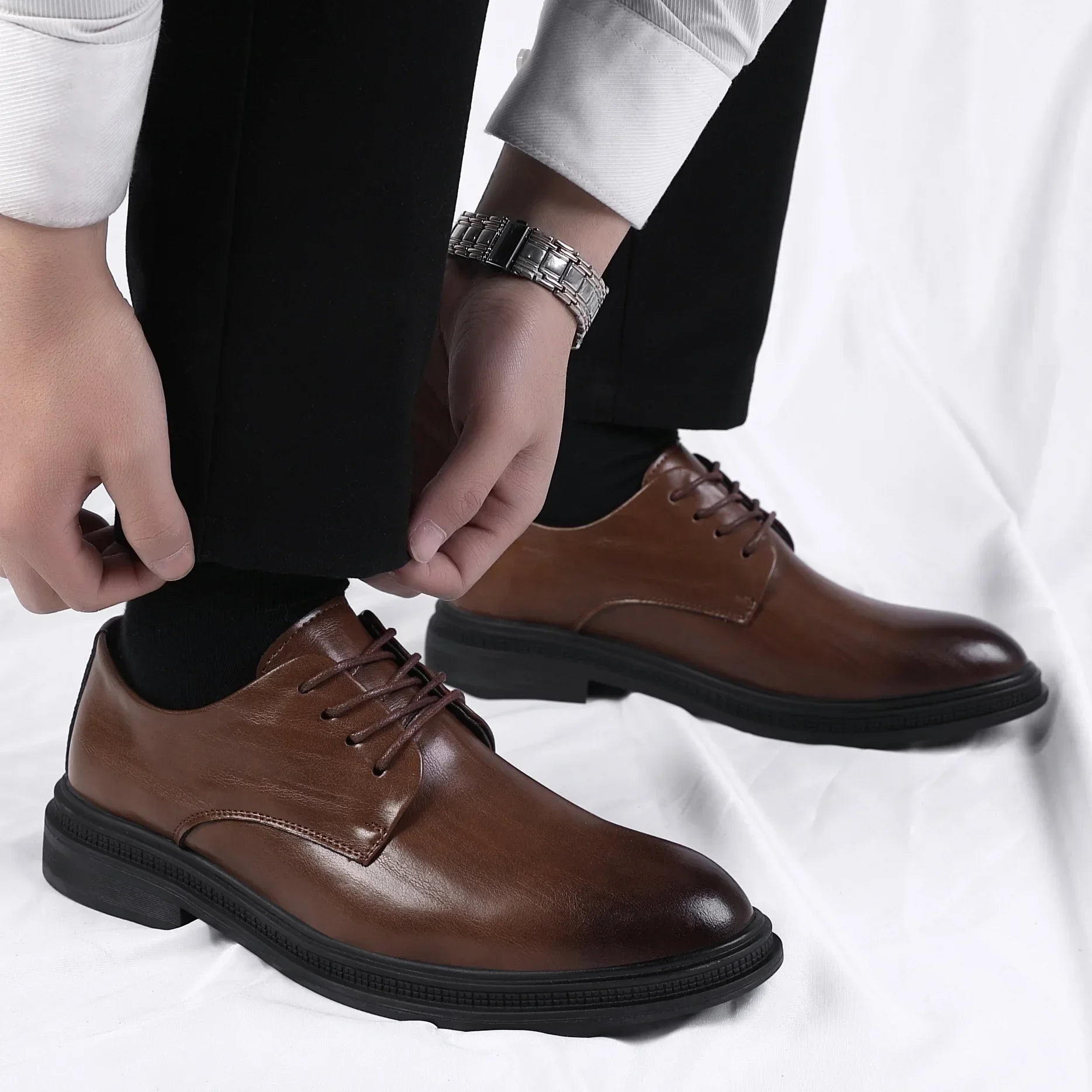 Genuine Leather Casual Shoes Height Increasing